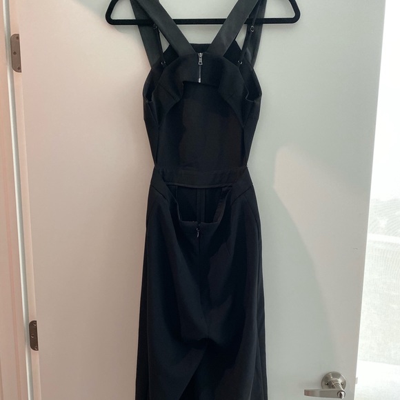 BCBG black jumpsuit pleather trimmed - Picture 3 of 7